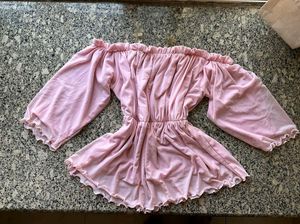 PINK OFF SHOULDER CROP TOP