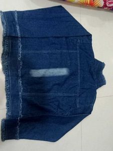 Denim Jacket with Pearl Embellishments