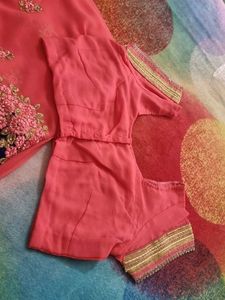 Elegant Pink Saree with Blouse