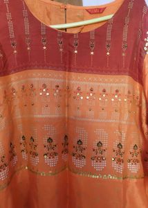 Orange Tunic Top with Embellishments