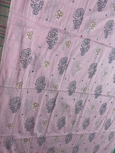 Pink Printed Unstitched Kurta Set &amp; Dupatta