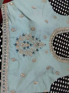 Gorgeous Navy Blue Embroidered Outfit