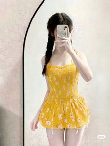 Yellow Floral Smocked Peplum Kawaii Cute Top 💛