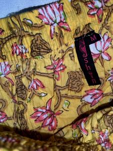 Floral Print Yellow Ethnic Skirt
