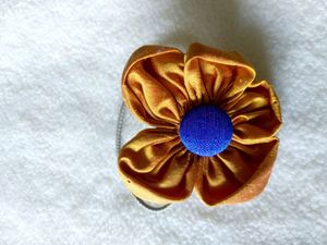 Handmade scrunchie - Single piece raw silk flower