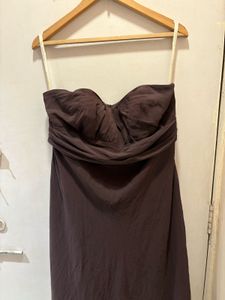 Elegant Brown Strapless Dress