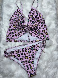 Pink Leopard Print Bikini Set