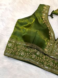 Olive Green Embroidered Blouse