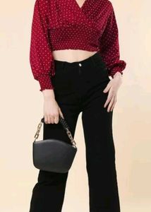 Cute Korean Red Polka Dotted Top