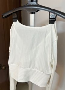 Long Sleeves White Crop Top