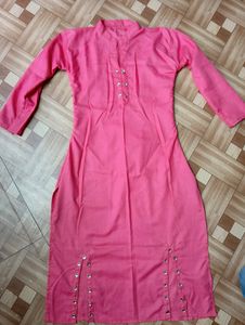 Pink A Line kurti Knee Length