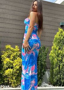 Abstract print bodycone maxi dress