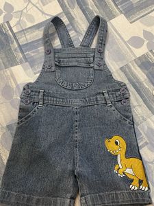 Cute Denim Dino Overalls