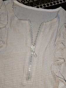 White Textured Top with Details