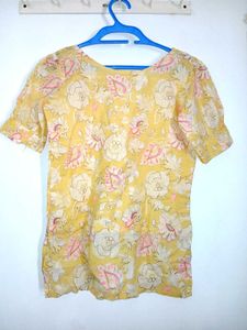 Floral Yellow Sheer Top - Size Medium