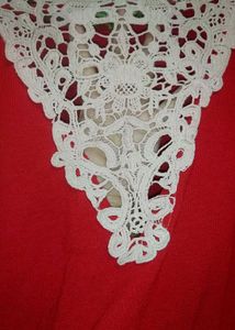 Red Lace-Trim Top
