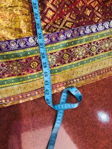 Gold &amp; Maroon Banarasi Silk Georget Lehenga Choli