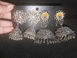 2 Pair Jhumka Earrings Set