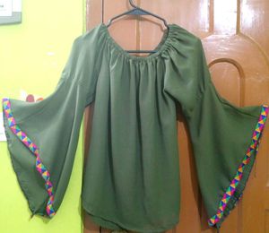 Olive Green Flowy Top