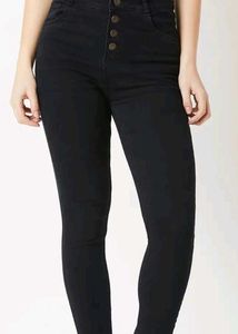 Miss Chase Black fit Denim Jeans with buttons