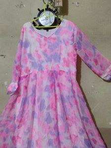 Pink Long Goun Frock Formal Daily Wear Can Carry