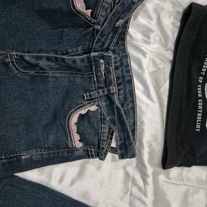 low waist bootcut Denim With Cutout Y2k