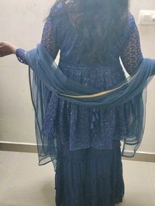 Blue Sequin Sharara Suit