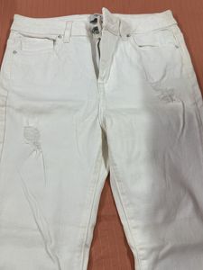White Denim Ripped Jeans