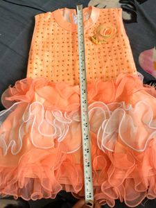 New Cute Peach Ruffle Dress