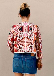 Topshop geometric embroidered open jacket