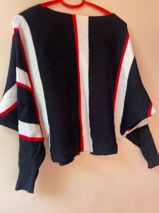 Black Boat Neck Designer Sweater