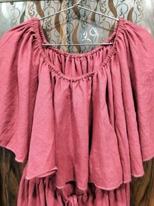 Off-shoulder Jumpsuit In Mauve Pink Colour