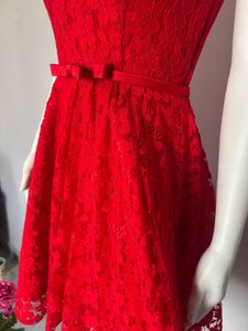 sparkling Red Lace Fit &amp; Flare Dress