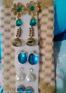 Combo Of 5 earrings And Jute clutch