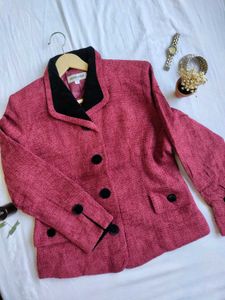 Rust Red Blazer with Velvet Trim
