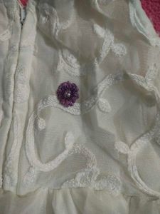Cute White &amp; Purple Party Dress