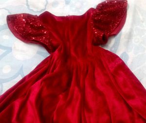Red Sequin Sleeve Dress