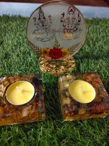 Resin Art Diwali Showpiece Pc 2 Beautiful Candles