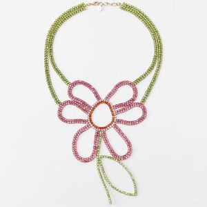 Zara Limited Edition Rhinestone Floral Necklace