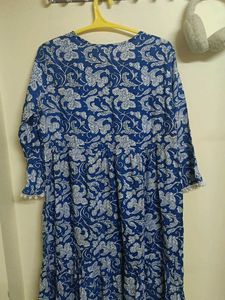 Blue &amp; White Floral Print Dress