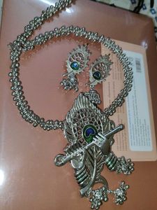 🩷 Crystal Jewelry + 🦚 Jewellery Set With Earring