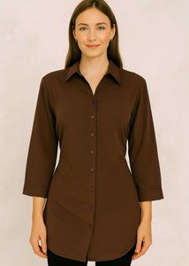 Brown Button-Down Shirt Fro For Women
