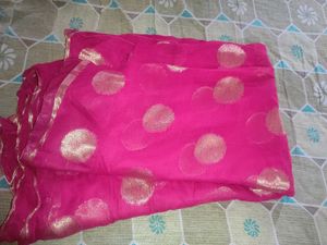 New Chiffon Rani pink Saree