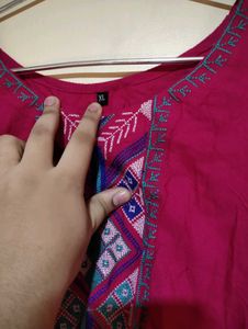 Dark Magenta/ Rose Coloured Short Kurti.