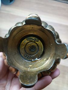 Brass Vase Pitcher With Floral Designs. Made in It