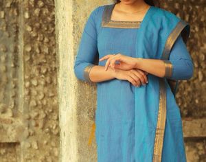 Blue cotton kurta and dupatta