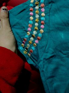 Embroidered Sea Green Kurta