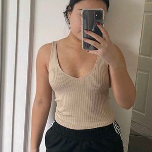 H&amp;m Ribbed V-Neck Tank Top