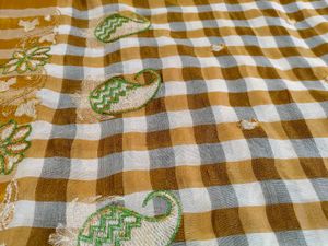 Checked Saree with Embroidery