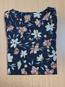 Black Flower Print Top